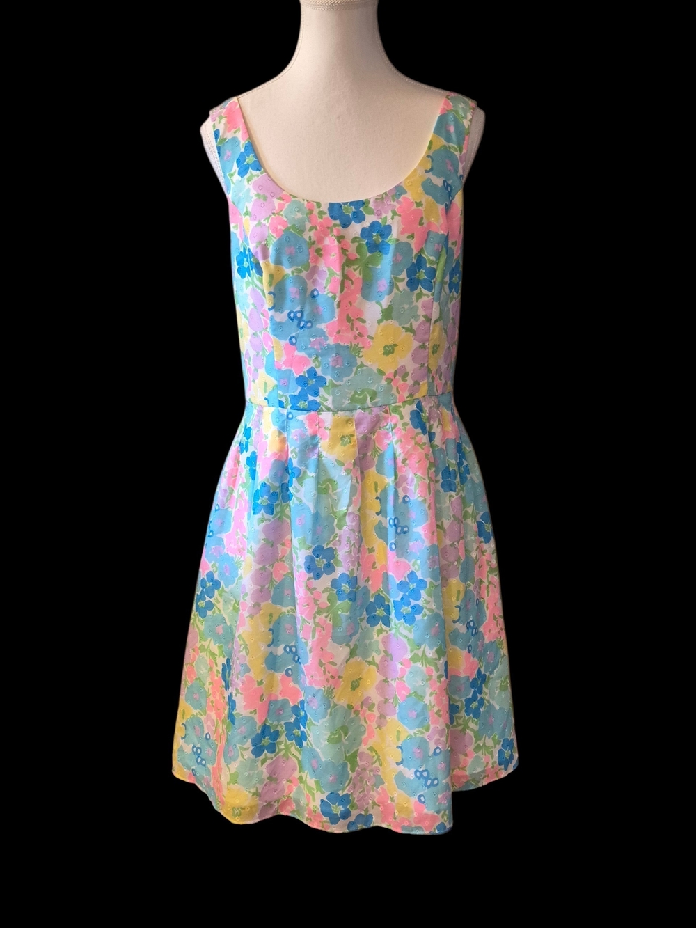 Lilly Pulitzer Sleeveless Floral Scoop-Neck Midi in Pastel Pink, Blue & Yellow